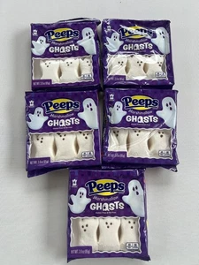 PEEPS Hecho en EE. UU. PAQUETE DE 5 FANTASMAS Blanco Malvavisco Mejor Para 04/26 - Imagen 1 de 2