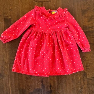 Mini Boden Girls Dress 5-6 Y Red Hearts Long Sleeve Ruffles Feminine - Picture 1 of 5