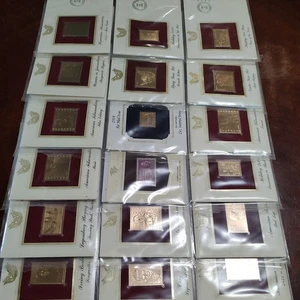 Lot of 32 22K Gold Replicas 1st Day Covers Various Commemorative Stamps   - Picture 1 of 4