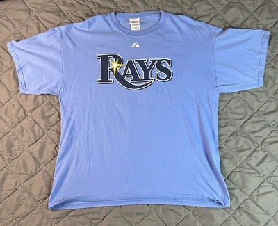 Camisa Majestic Tampa Bay Devil Rays Para Hombres XL Azul Evan Longoria Béisbol MLB Foto 1 de 4
