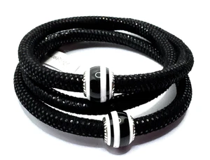 Brazalete triple Brighton Woodstock Balck Sparkle 23 pulgadas nuevo con etiquetas + 2 cuentas a rayas de azúcar - Imagen 1 de 5