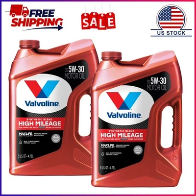 Paquete de 2 aceite de motor Valvoline alto kilometraje MaxLife 5W-30 mezcla sintética 5 cuartos de galón Foto 1 de 4