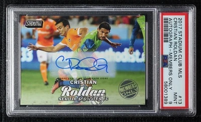 2017 Topps Stadium Club MLS Members Only /20 Cristian Roldan #13 PSA 9 MINT Auto - Image 1 of 2