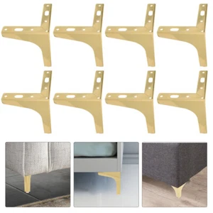 8 Pcs Furniture Foot Supports Gold Legs Adjustable Bench Black Metal - Picture 1 of 12