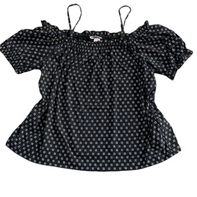 Blusa H&M Talla M Hombro Descubierto Manga Corta Tirantes Negra Azul Blanca 195K Foto 1 de 4