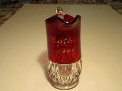 Antique 1905 MOTHER Marked EAPG Ruby Stain Glass Small Pitcher Creamer - Image 1 of 4