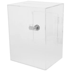 Children's Savings Box Clear Locking Piggy Bank Little with Keys Office - Picture 1 of 12