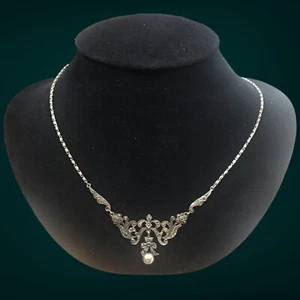 Viktorianische Sterlingsilber Marcsit Perlenkette 18”-20” - Bild 1 von 8