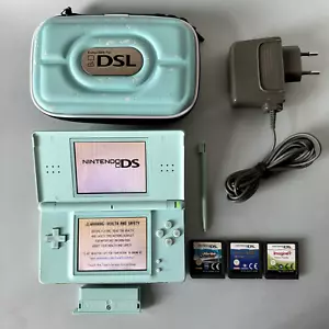 Nintendo DS Lite Handheld Console Ice Blue w/ Stylus Charger Cover Games USG-001 - Picture 1 of 15