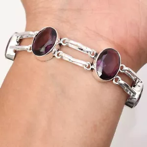 Amethyst Gemstone 925 Sterling Silver Handmade Jewelry Bracelet Bracelet - Picture 1 of 6