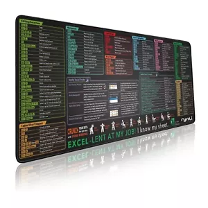 Tappetino da scrivania Excel Shortcuts Trucchi Foglio - Tappetino per mouse antiscivolo grande 800 mm - Foto 1 di 6