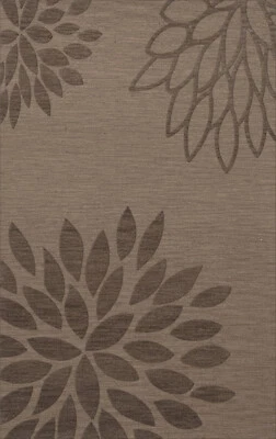 Gray Transitional Leaves Petals Area Rug Floral DV17 - Image 1 of 2
