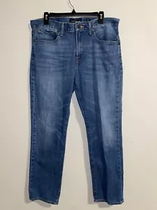 Lucky Brand 121 Slim Straight Men's 34x30 Dark Wash Washed Out Denim Blue Jeans - Picture 1 of 4