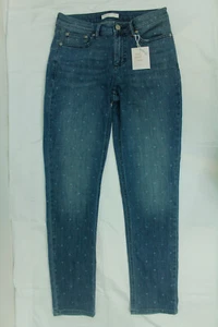 Lauren Conrad Skinny Feel Good Blue Polka Dot Jeans Size 10 - Picture 1 of 9