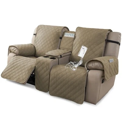 100% waterproof recliner cover double with center console, strap design， - Image 1 of 4