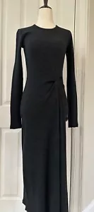 Theory Dress Womens Small Rib Knit Tuck Sweater Midi In Gray Wool Blend Size P - Picture 1 of 13