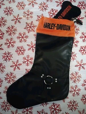 Harley Davidson Bota de Cuero Sintético Navidad Vacaciones Mascota Perro Medias con Hueso de Juguete Foto 1 de 3