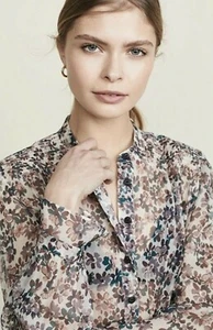 Blusa para mujer rag & bone L Susan transparente estampado floral seda manga larga nueva con etiquetas $350 - Imagen 1 de 11