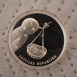 creating a child fest Latvia 2013 SILVER COIN 1 Lat  prof,a mouse - Picture 1 of 5