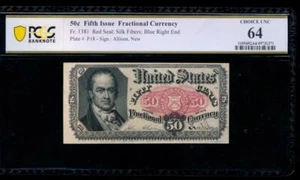 AC Fr 1381 $0.50 fractional fifth issue PCGS 64 uncirculated blue end paper - Picture 1 of 2
