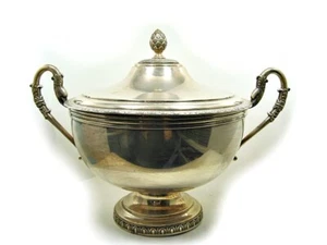 Terrine with lid - silver plated - height approx. 28 cm - Ø measured with handle approx. 38 cm - Picture 1 of 6
