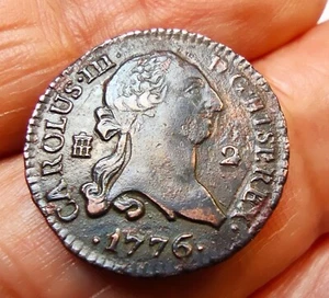 1776 Carolus III 2 Maravedis  Spanish colonial era Segovia mint  XF  2,35 g - Picture 1 of 4