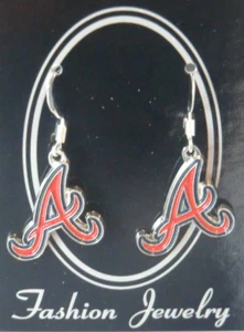 Atlanta Braves Dangle Earrings (Chrome) Licensed MLB Baseball Jewelry - Picture 1 of 7