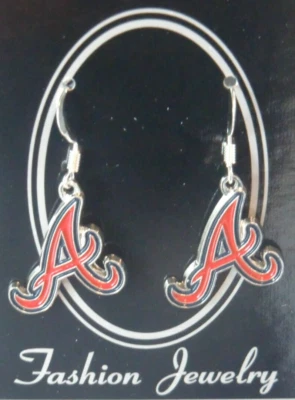 Atlanta Braves Dangle Earrings (Chrome) Licensed MLB Baseball Jewelry - Image 1 of 4