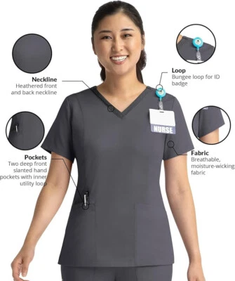 Maevn Matrix Contrast Double V-Neck Top 3 Pockets Style 3502 Sizes XXS to 3XL - Image 1 of 4