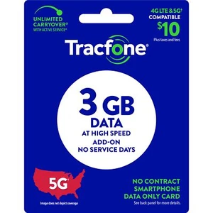 Tracfone Data Card $10 - 3 GB (Physical Card) - Zdjęcie 1 z 1