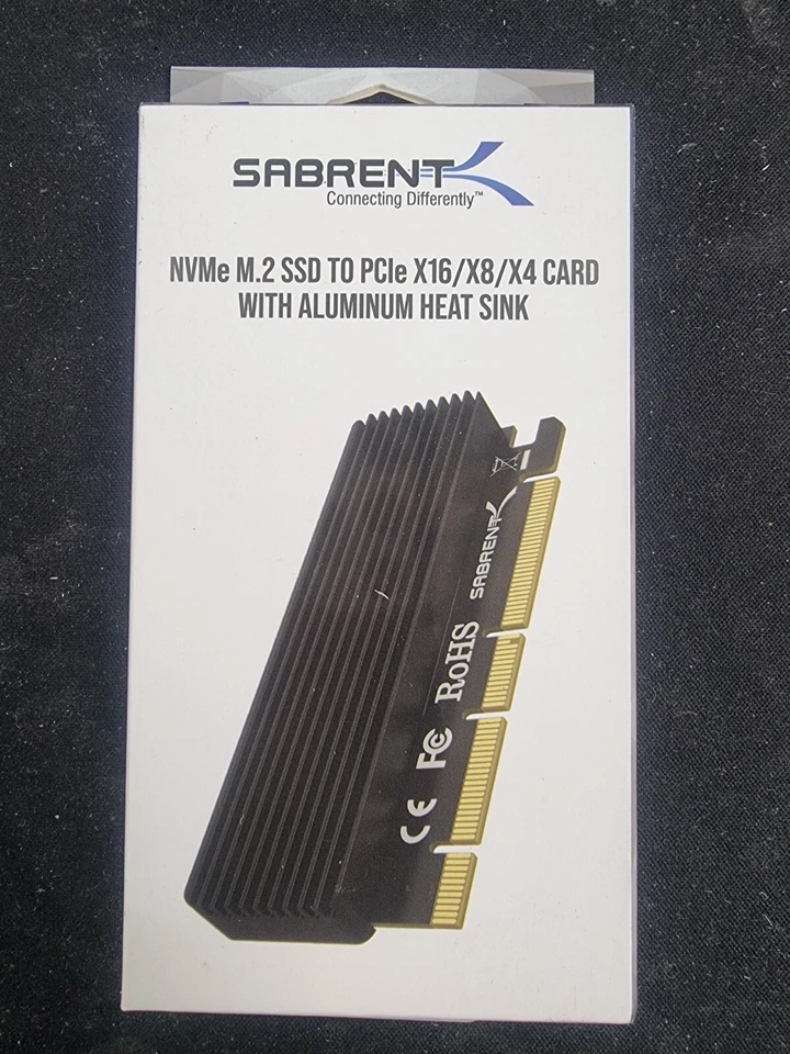 Sabrent NVMe M.2 SSD to PCIe X16/X8/X4 Card with aluminum heat sink (EC-PCIE) - Image 1 of 2