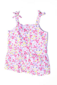 Gap Kids Girls Floral Button Up Bow Accents Tank Top Shirt Purple Size XL