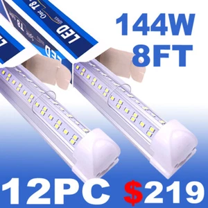 12 PACK 8ft Led Shop Light Fixture, Integrated 8 Foot Led Bulbs Tube Light 144W - Picture 1 of 12