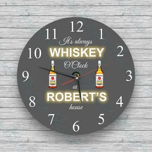 Personalised wall clock Whiskey O'Clock Glass Wall Clock - Birthday, Christmas - Picture 1 of 2
