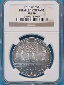 2010-W Disabled Veterans Commemorative Silver $1 NGC MS 70 - Picture 1 of 2