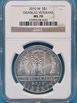 2010-W Disabled Veterans Commemorative Silver $1 NGC MS 70 - Image 1 of 2