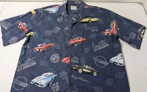 David Carey Original Shirt Men's 2X Blue Graphic Classic Car Pattern - Picture 1 of 5