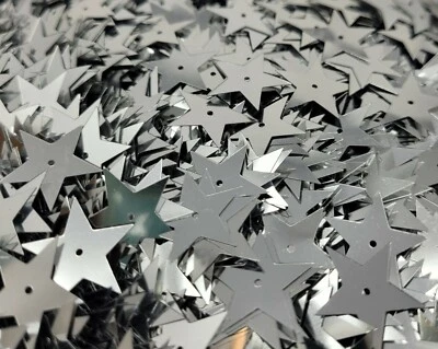 1.000 piezas grandes de 3/4" metálicas plateadas en forma de estrella lentejuelas sueltas manualidades de costura Foto 1 de 2