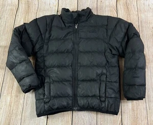 The North Face Down Puffer Jacket Black 550 Full Zip Boys Size Small 7/8 - Picture 1 of 12