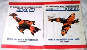 LOT 2 CUT & ASSEMBLE FIGHTER JET 3-D MODEL HILLEL BEN-YOSEF SPITFIRE MIG-21 - Picture 1 of 5
