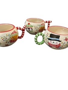 Brand NEW Temp-tations Set of 3 JOY SNOWMAN Stacking Christmas Mugs - Picture 1 of 3