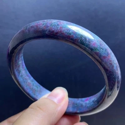 64mm Natural Red Blue Ruby Gemstone Quartz Crystal Bangle uv Color change - Image 1 of 4