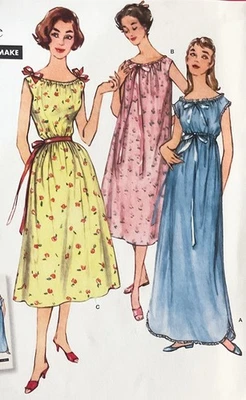 Vtg 1950s Repro Simplicity Sewing Pattern 8799 Womens Nightgown Size 6-24 2018 - Image 1 of 4