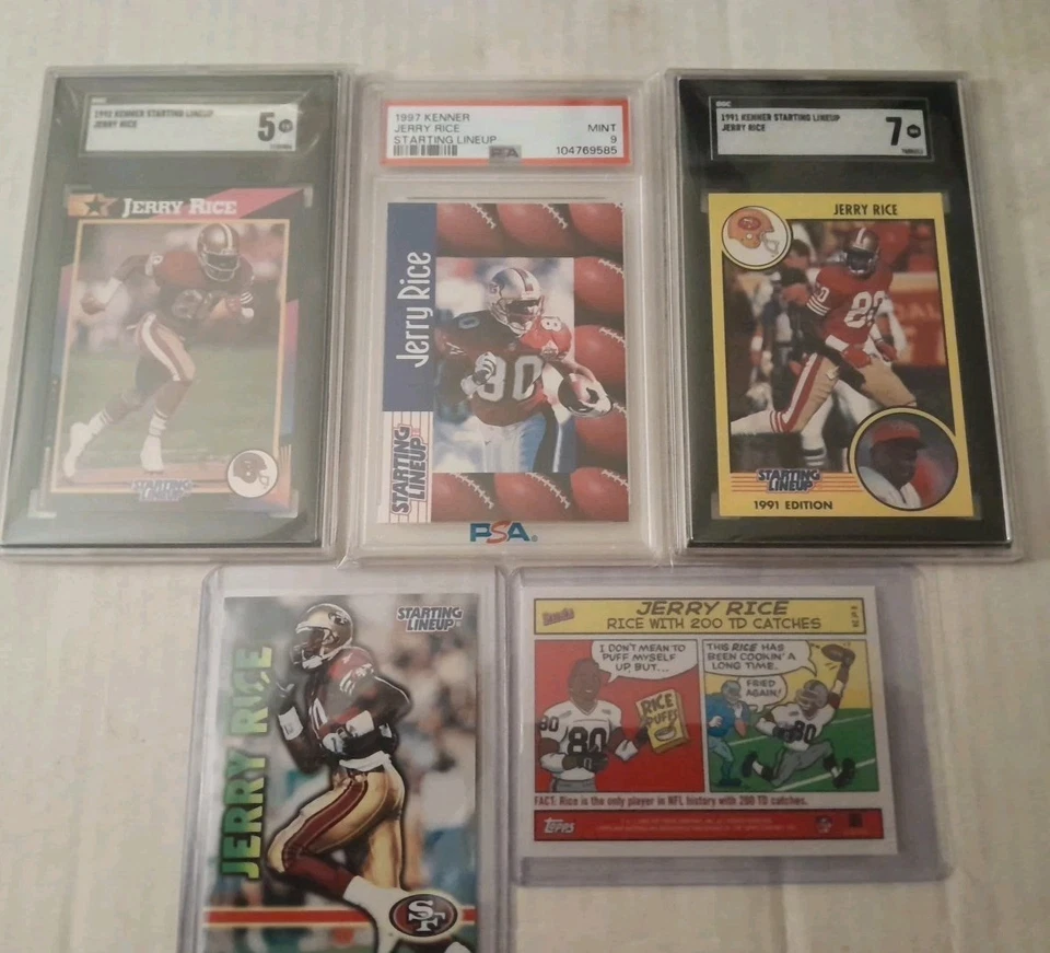 Jerry Rice 3/Starting lineup 91,92 -1997 PSA/SGC Mint 9/7/5+ HOF 49ERS LOW POP - Image 1 of 4