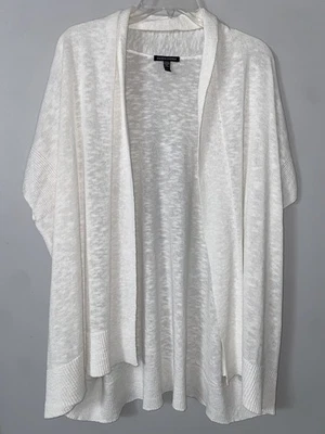 Eileen Fisher Linen Cotton Blend White mid length Sweater Vest Cardigan XS - Image 1 of 4