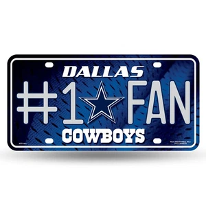 NFL Football Dallas Cowboys #1 Fan Metal Auto Tag - Picture 1 of 8