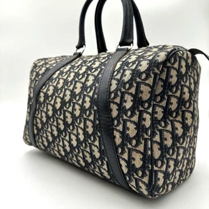 Christian Dior Trotter Handbag Mini Boston Bag Canvas and Leather Black Japan - Picture 1 of 15