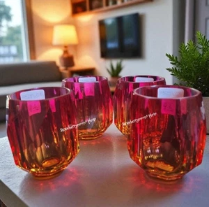 4pc Rachel Zoe Sunset Ombre Acrylic Crystal Tumbler Cup Drink Glass Set NEW - Picture 1 of 6