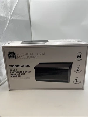 Buzón de montaje en pared de acero galvanizado Woodlands L4010WBAM negro capacidad media Foto 1 de 4
