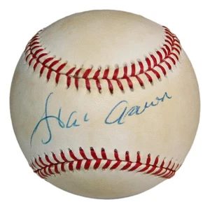 Hank Aaron Autographed Official National League Baseball Braves PSA/DNA - Picture 1 of 4